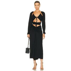 Christopher Esber Ruched Tie Floating Sleeve Dress in Black